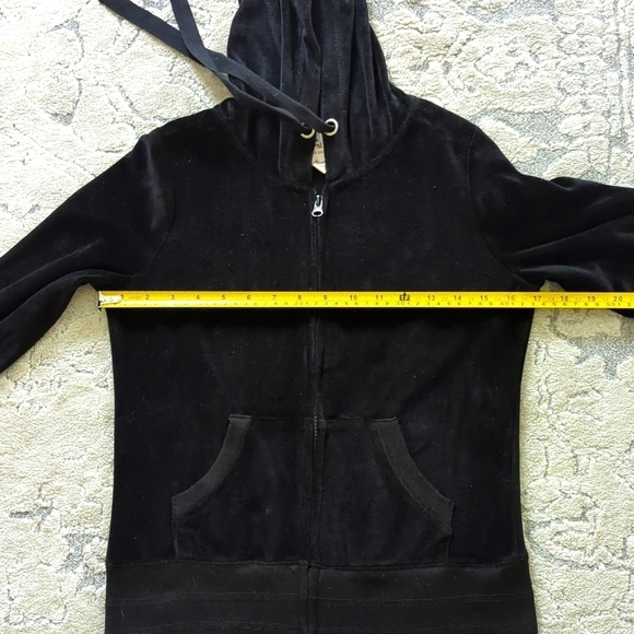 Pink Rose Hoodie Velour Black Size M Fluer de Lis - Picture 11 of 11